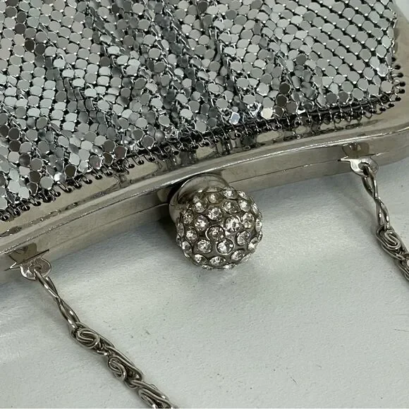 COPY - KATE LANDRY silver metallic mesh rhinestone evening purse formal event - Picture 12 of 15
